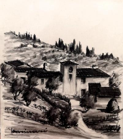 Art work by Giovanni  Marinari Paesaggio  - charcoal paper 